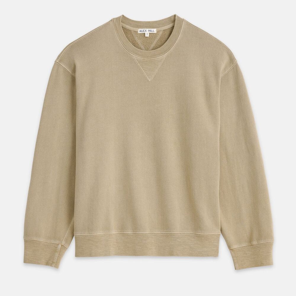 Alex Mill Marlon Sweatshirt In Lightweight Cotton Terry Faded Khaki - SM
